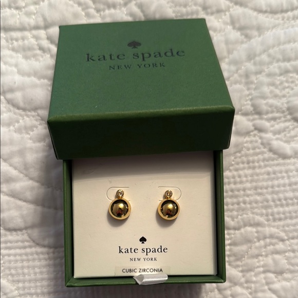 kate spade Jewelry - Kate Spade Gold Earrings with Cubic Zirconia